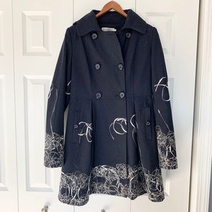 Monoreno Navy Pea Coat with Detail